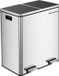 Songmics Prullenbak 60L - Pedaalemmer - Roestvrij Staal - Afvalscheidingssysteem - 2 x 30 liter