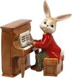 Goebel - Pasen | Decoratief beeld Haas Pianospeler | Aardewerk - 9cm - Paashaas