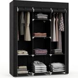 Homcom Stoffenkast, opvouwbare garderobe, kledingkast met kledingroede, 8 niveaus