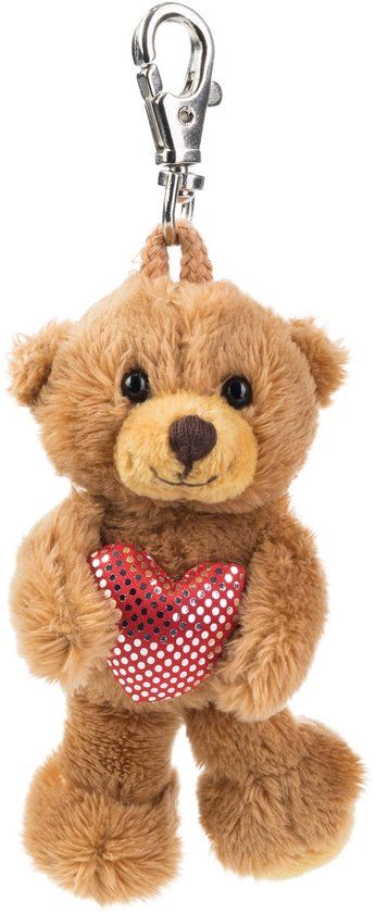Schaffer 235 Pluche Sleutelhanger Teddy met Hart Bruin, 8 - 12 cm