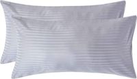 Homescapes Satijn Streep Katoen Kussensloop 50x90 cm – Set van 2 – Zilvergrijs – 100% Egyptisch Katoen – Draaddichtheid 330