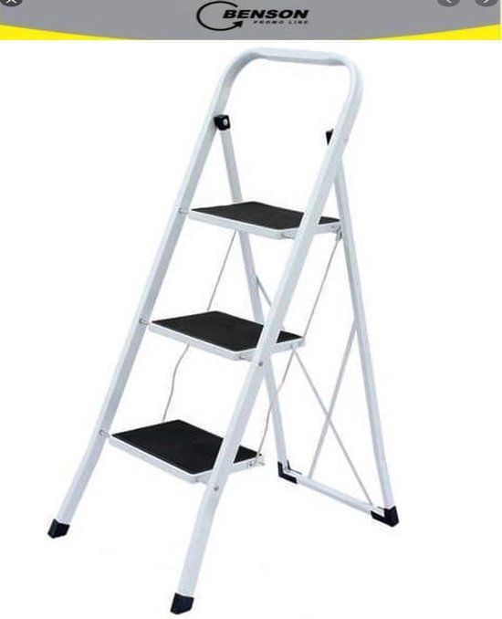 Relaxwonen Huishoudtrap - keukentrap met 3 treden - Grijs - Aluminium - Opvouwbaar