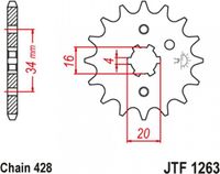 Jt Sprockets JT Tandwielen Yamaha 125 XTR 2005-2010 JTF1263.14