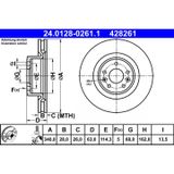 ATE Lot De 2 Disques De Frein 24.0128-0261.1 Renault 40 20 600 12r
