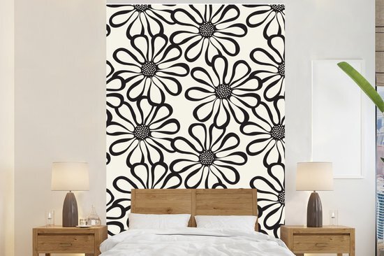 Nr1Wallpaper Behang - Fotobehang Natuur - Bloemen - Patronen - Zwart - Breedte 145 cm x hoogte 220 cm