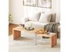 HOMCOM Ensemble de 2 tables d'appoint Table gigogne moderne Cadre en métal pour salon 90x48x42 cm et 59x42x36 cm Naturel et Blanc