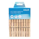 Elliott 36 FSC Strong Grip Hardhout Coil Spring Kleding Pinnen voor waslijnen, kleding paard en Arts & Crafts gebruik, vrij van plastic en 100% recyclebaar, voor alle soorten wasgoed