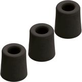Benson Deurbuffers / deurstoppers rubbers - 3x - zwart - 30 x 30 mm - met schroefbevestiging
