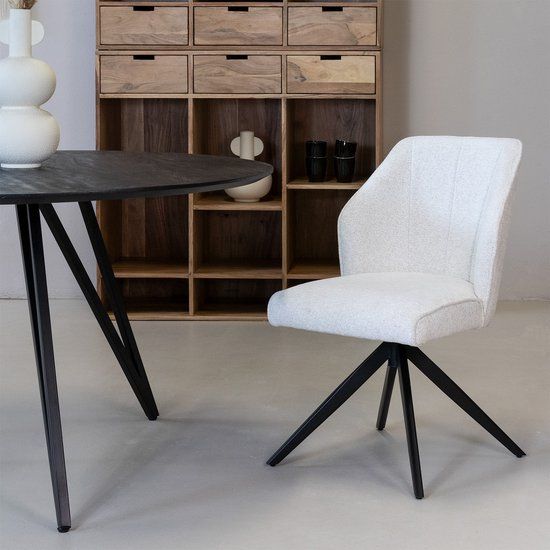 Giga Meubel Eetkamerstoel Charlotte - Stof - Beige - Set van 2