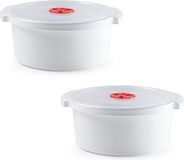 PLASTICFORTE Magnetronschaal met deksel - Set van 2x stuks - 3 liter - 25x23x10 cm
