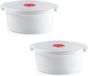 PLASTICFORTE Magnetronschaal met deksel - Set van 2x stuks - 3 liter - 25x23x10 cm