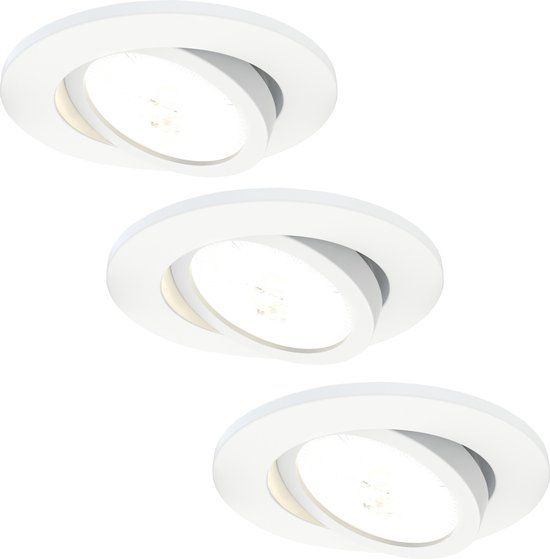 LEDVION LED Inbouwspot - 3x - Wit - 7W - IP65 - CCT - Ø90mm - Badkamer - Dimbare LED Lamp