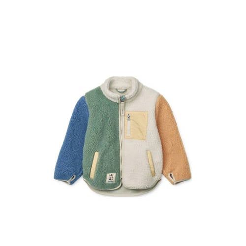 Liewood teddy tussenjas Nolan ecru/groen/blauw