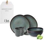 like. by Villeroy & Boch Lave serviesset van aardewerk, 6dlg., potterylook, ontbijtservies voor 2 personen, grijs