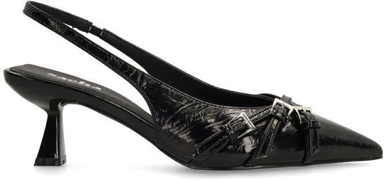 Sacha - Dames - Zwarte slingback pumps met gespen - Maat 37