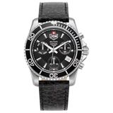 Jacques Du Manoir Millitary Heren analoog horloge met lederen armband JDM-WG019-05