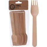Couverts jetables en bois - fourchettes - 80x pièces - Couverts d'anniversaire ou de barbecue - 16 cm