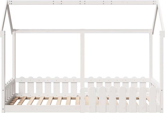 vidaXL Bedhuis - wit - massief grenenhout - 80x200 cm