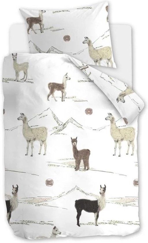 Beddinghouse Kids Lama Mountain Dekbedovertrek - Eenpersoons - 140x220cm - Naturel