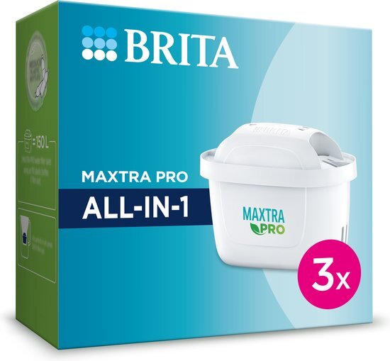 BRITA Maxtra Pro All-In-1 Filterpatronen - 3 Stuks Voordeelverpakking | Zuiver Water met Brita Maxtra Filter | Brita Waterfilter voor Waterfilterkan