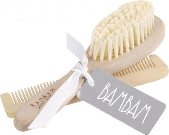 BamBam Eco-vriendelijk houten Borstel & Kam - Baby cadeau - Bruin