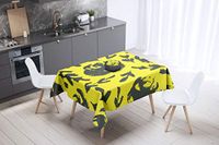 Bonamaison Tafelkleed, Anti-Mold, Sneldrogend, Waterdicht, 100% Polyester Tafellaken, Neon Geel, Rook, 140 x 140 Cm