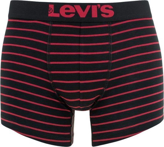 Levi's Vintage Stripe 2-Pack Boxershorts voor Heren - Maat S - Rood/Zwart