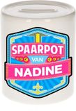 Bellatio Decorations Kinder spaarpot met naam - Nadine - keramiek - met dop - wit