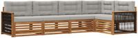 vidaXL Hoek loungeset 5-delig Naturel en lichtgrijs Acacia Hout