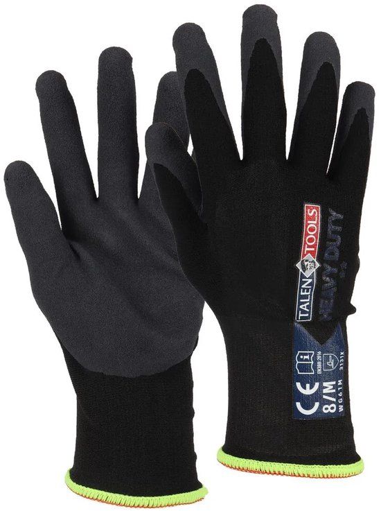 Talen Tools Werkhandschoenen Schuurbestendig Heavy Duty Gerecycled Zwart Maat M