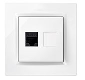 SIMON RJ45-stopcontact Cat 5e, inbouwstekker, ethernet-kabelconnector, pareerd-stekker, serie Simon 10, eenvoudig te installeren, incl. frame, deksel en mechanisme, wit