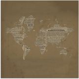 Merkloos Poster 75x75 cm - Wereldkaart - Bruin - Krant