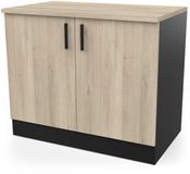 Demeyere CBA Meubles SA Gootsteenonderkast Romanie 100 cm - 2 draaideuren en 1 legplank - Kronberg eik/matzwart