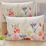 PETTI Artigiani Italiani Kussenslopen voor bed, paar kussenslopen 50 x 80 cm, kussenslopen van hypoallergene microvezel, gemaakt in Italië, kussenslopen met bloemenpatroon, lichtblauw