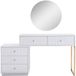 Vente-unique Table de maquillage avec miroir - 5 tiroirs - Blanc et doré - PEROLIA
