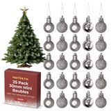 Festive Fix 25 zilveren mini onbreekbare kerstballen