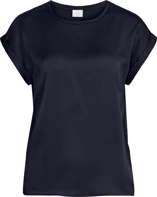 VILA Viellette S/S Satin Top/su - Noos - Navy Blazer - Maat 42