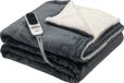 DistinQ Couverture électrique XXL 180x160 cm - couverture enveloppante 2 personnes - 160watt - Arrêt automatique - Protection contre la surchauffe - 9 niveaux - Couverture chauffante - Sherpa gris