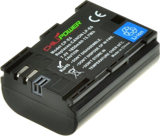 Chili Power ChiliPower LP-E6 Accu voor Canon - 1850mAh - Spiegelreflexcamera - Li-Ion