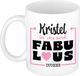 Bellatio Decorations Naam mok Kristel - wit - Fabulous - keramiek - 300 ml - cadeau collega beker - cadeau