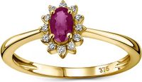 Miore Pure Ring - 9 Karaat Goud met Diamanten en Robijn - Maat 54