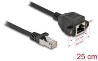 Delock Network Extension Cable S/FTP RJ45 plug to RJ45 jack Cat.6A 25 cm black