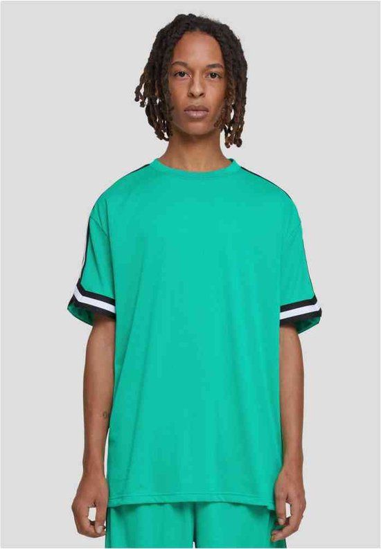Urban Classics Oversized Stripes Mesh T-shirt - Heren - Groen - XL
