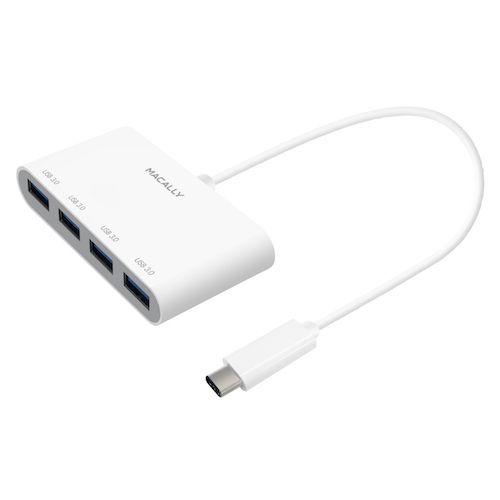 Macally UCHUB4 - USB-C Hub - 4x USB 3.1 - Grijs/Wit