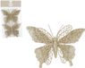 House of Seasons Edelman Bv Kerstboomversiering Vlinder - 2x stuks - 16 cm - champagne glitter - op clip