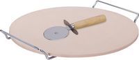 Smile Pizza Stone 33 cm - Pizzasteen - Chamotte Keramiek - Inclusief Pizza Snijmes