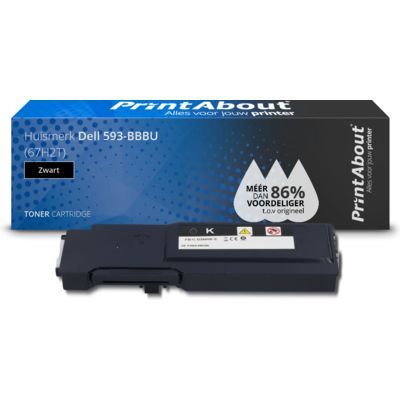 PrintAbout Huismerk Dell 593-BBBU (67H2T) Toner Zwart - Zwart - 6500 pagina's - Compatibel
