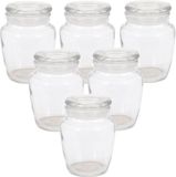 Excellent Houseware Kruiden/voorraadpotjes - 6x stuks - glas - 150 ml