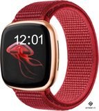 Strap-it nylon bandje - rood - Geschikt voor Fitbit Sense & Fitbit Versa 3