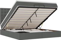 vidaXL Ottoman Bed with Mattresses 200x200cm Fabric Dark Grey